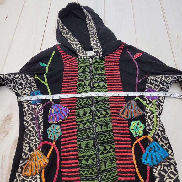 The Collection Royal knit Y2k boho bohemian hoodie colorful wearable art - Picture 4 of 7